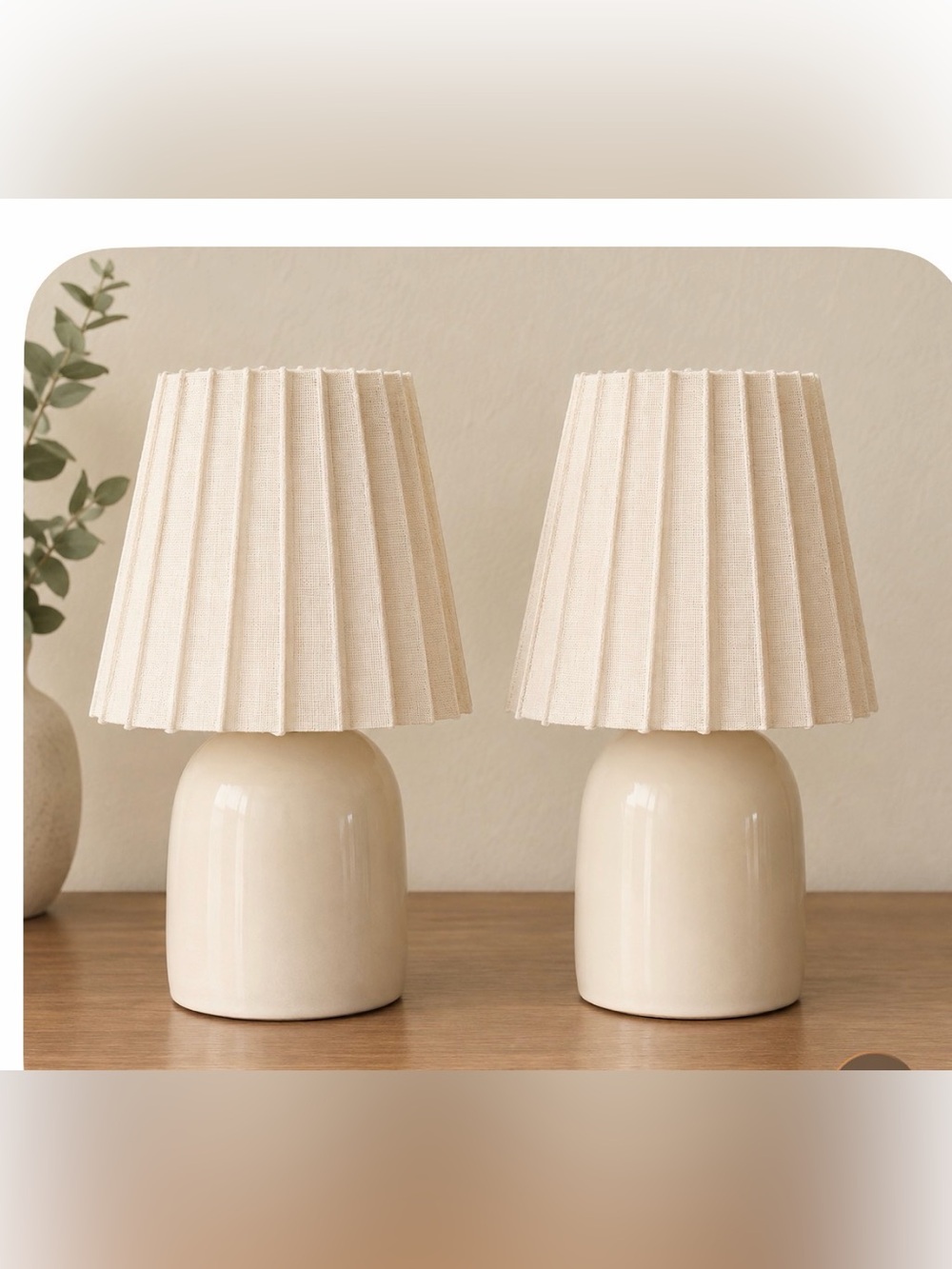NWT Room Essentials Mini Ceramic Table Lamps Set of 2 Ivory Beige Target